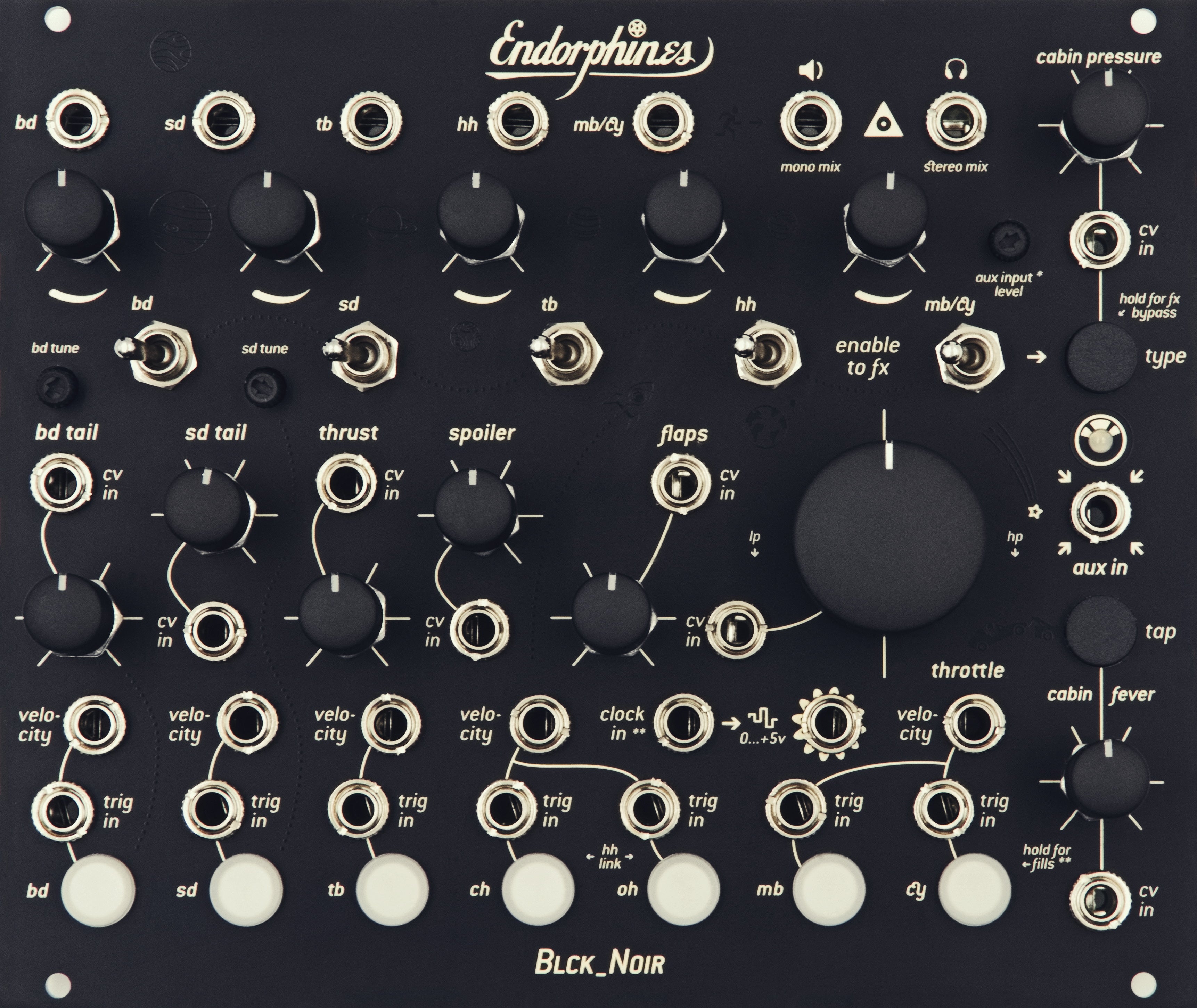 Endorphin.es BLCK_NOIR Black - Eurorack trommemodul