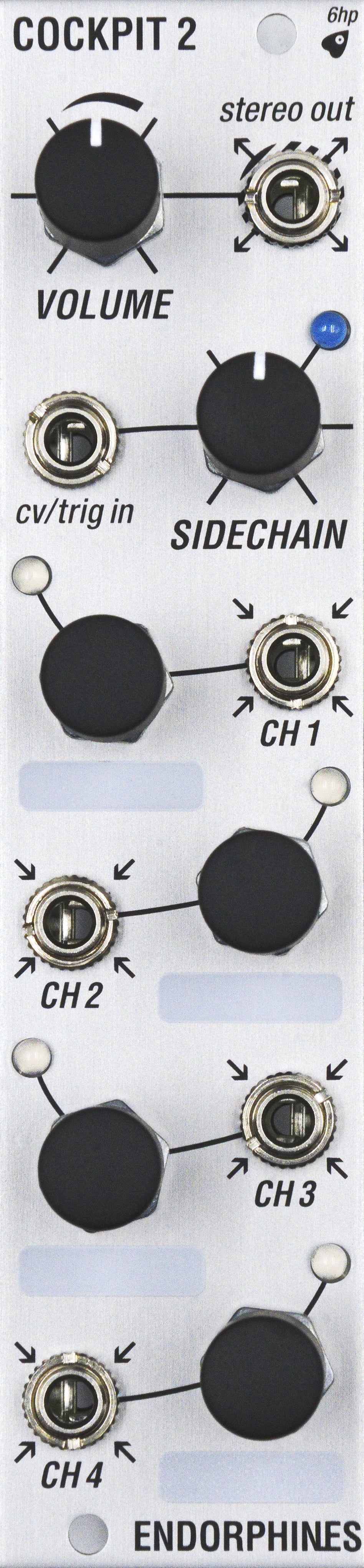 Endorphin.es Cockpit 2 Silver - Eurorack stereomikser med sidechain