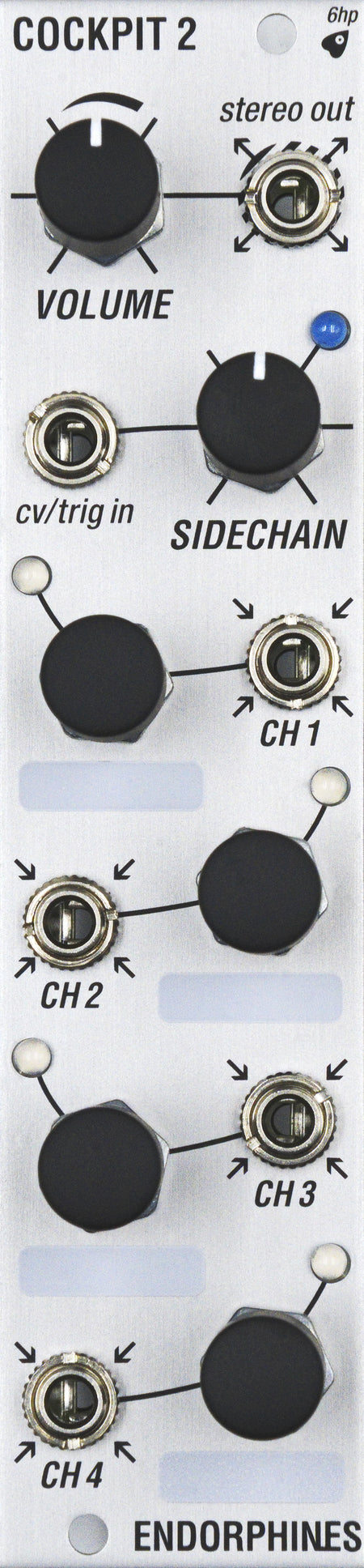Endorphin.es Cockpit 2 Silver - Eurorack stereomikser med sidechain