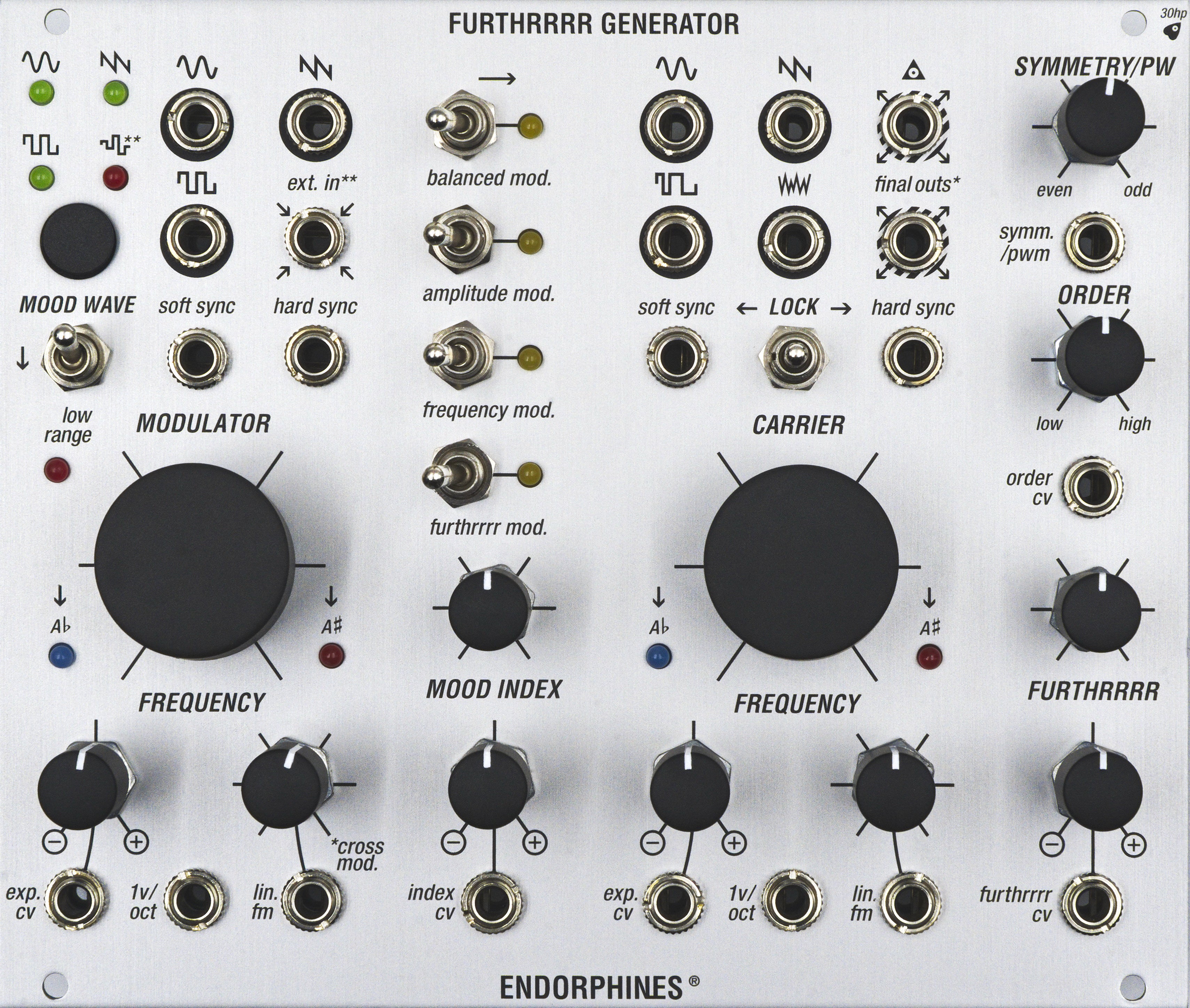 Endorphin.es Furthrrrr Generator Silver - Eurorack dual VCO