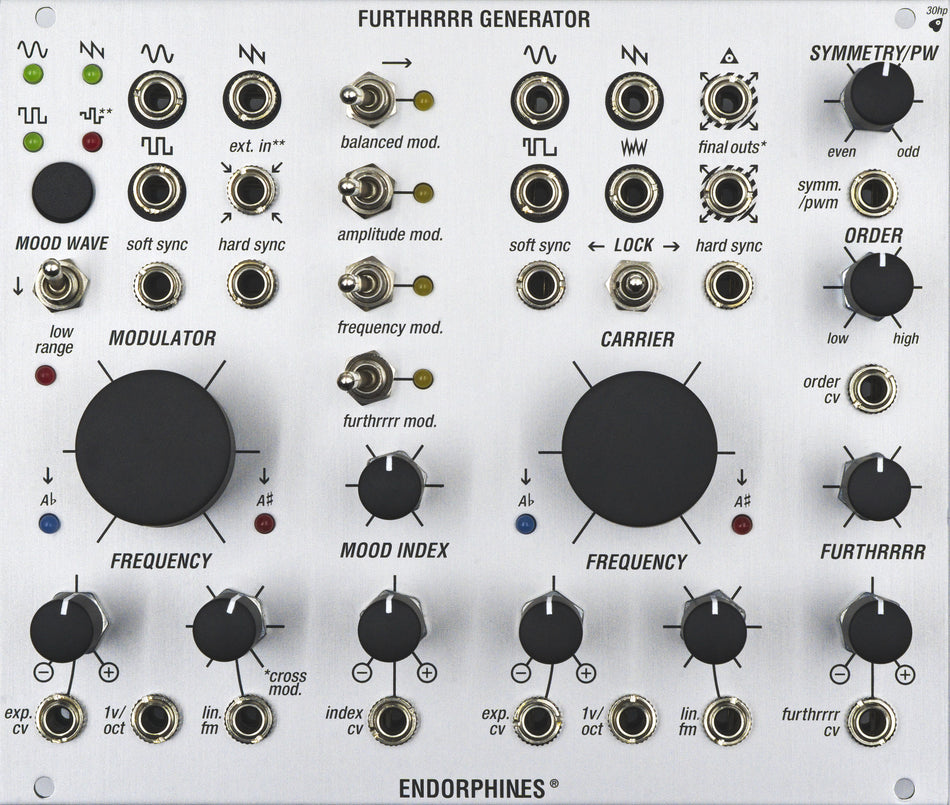 Endorphin.es Furthrrrr Generator Silver - Eurorack dual VCO