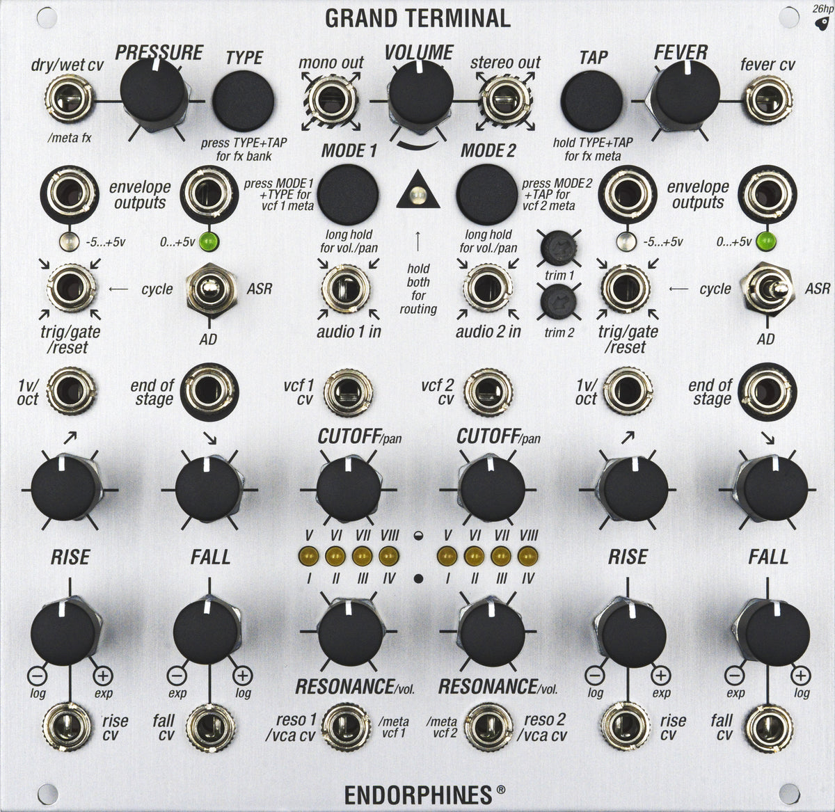 Endorphin.es Grand Terminal Silver - Eurorack dual filter og effektprosessor