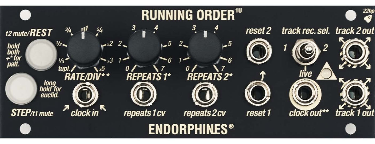 Endorphin.es 1U Running Order Black - 1U Eurorack trigger-sequencer