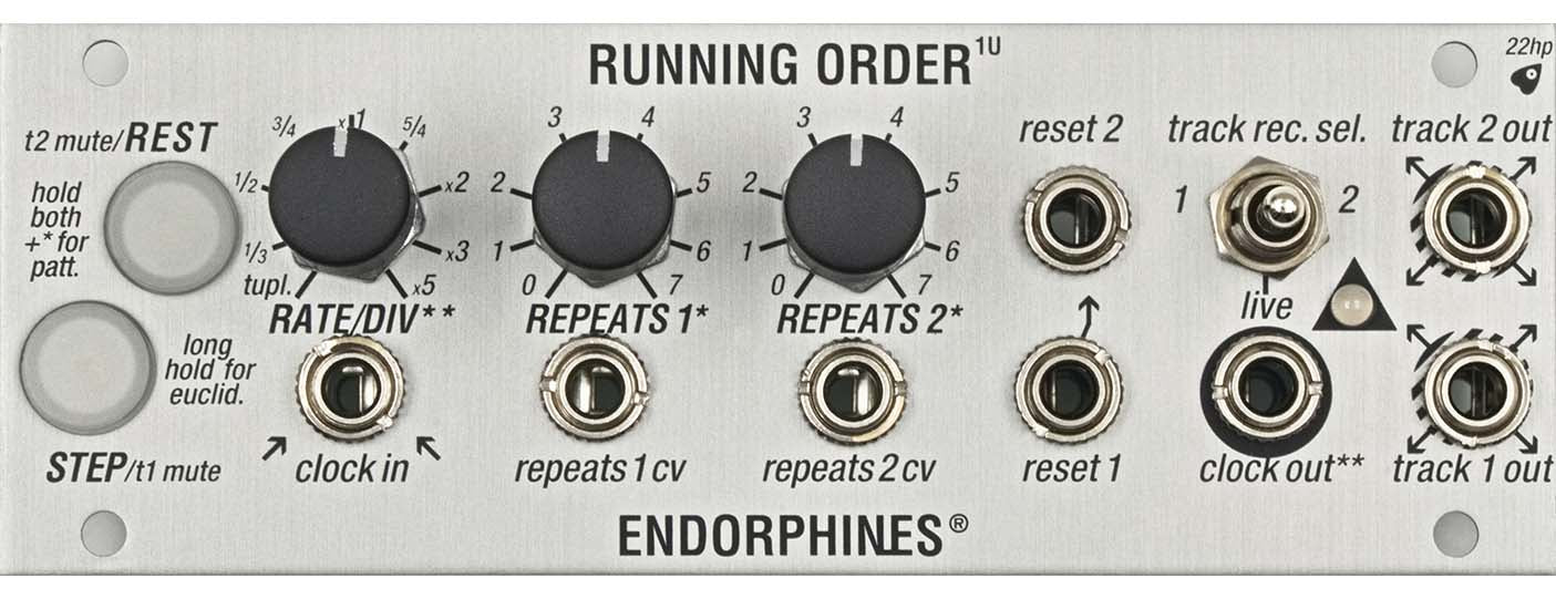 Endorphin.es 1U Running Order Silver - 1U Eurorack trigger-sequencer