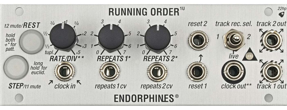 Endorphin.es 1U Running Order Silver - 1U Eurorack trigger-sequencer